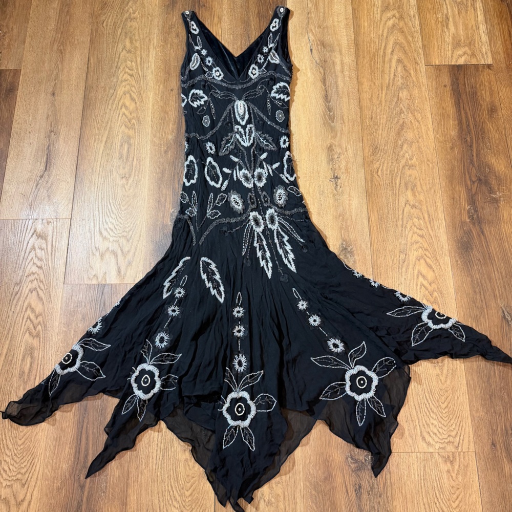 Vintage Y2K 100% Silk Beaded Dress Vintage Beaded Dress Sue Wong Dress Fairy - Picture 12 of 17